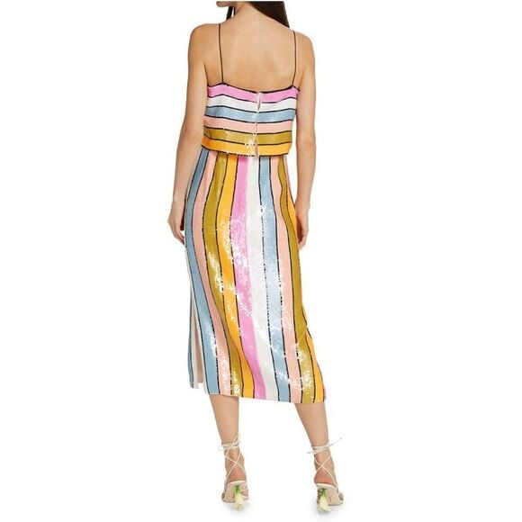 Veronica Beard Ivanna Striped Sequin Midi-Dress - Picture 5 of 7
